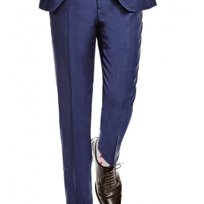 Мужские приталенные брюки голубого цвета, ткань с переплетением, под костюм